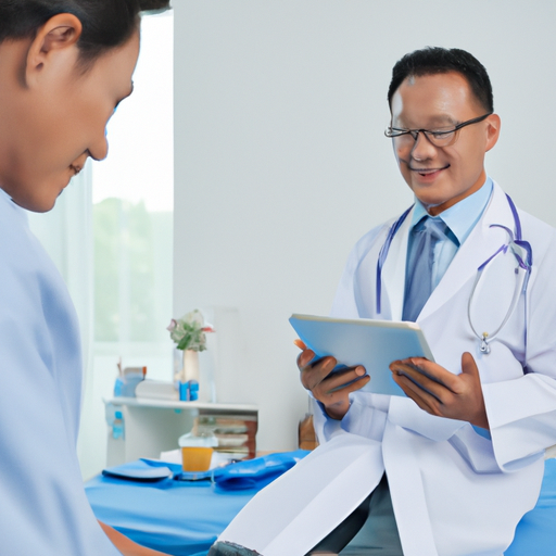 Image of a doctor using a digital tablet to review patient records